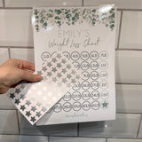 Personalised Name Eucalyptus Sage Green A4 Weight Loss Diet Slimming Chart Tracker Print - st. lb Units - Laminated with stars
