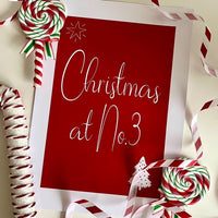 Personalised Christmas At No Red Background Winter Christmas Seasonal Wall Home Decor Print