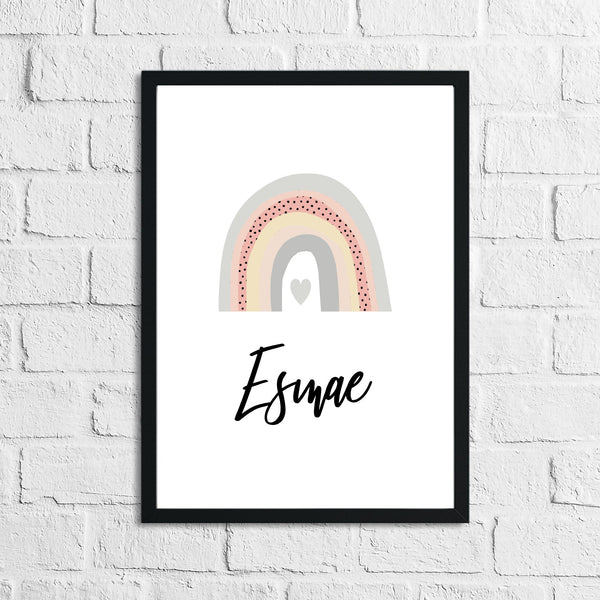 Personalised Rainbow Name Cloud Nursery Children's Room Wall Decor Print